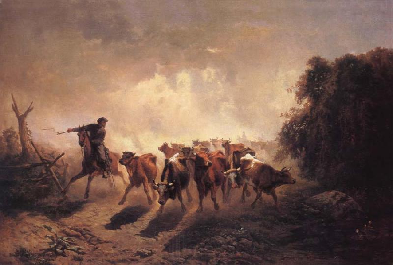 unknow artist Union Drover with Cattle for the Army Norge oil painting art